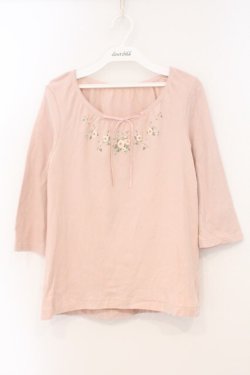 画像1: PINK HOUSE / 薔薇プリントカットソー L ピンク O-26-03-03-036-LO-TO-IG-OS