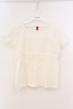 画像1: PINK HOUSE / スクエアはしごレースリネンブラウス  シロ O-26-03-03-039-LO-BL-IG-OS