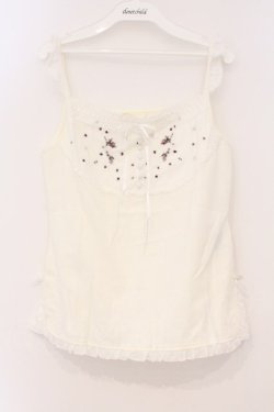 画像1: PINK HOUSE / ラベンダー刺繍キャミソール L シロ O-26-03-03-041-LO-TO-IG-OS