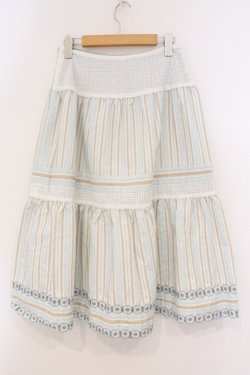 画像4: PINK HOUSE / フラワーレース&ストライプ切り替えスカート  サックス O-26-03-03-044-LO-SK-IG-OS