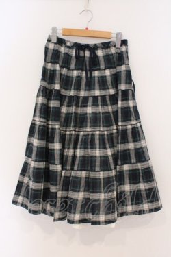 画像1: PINK HOUSE / 裾ピコフリルチェック柄スカート  グリーン O-26-03-03-049-LO-SK-IG-OS