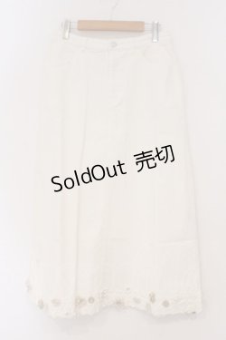 画像1: PINK HOUSE / 裾モチーフデニムスカート L シロ O-26-03-03-050-LO-SK-IG-OS