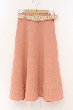 画像1: Fi.n.t / ジャガードリボンベルト付きフレアースカート F コーラルピンク O-26-03-03-054-CA-SK-OW-OS