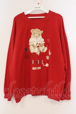 画像1: PINK HOUSE / 三つ子のくまの冬支度プリントトレーナー  アカ O-26-03-03-062-LO-TO-OW-OS