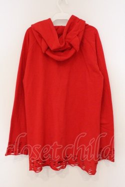 画像3: ALTER VENOMV / ツノ付きダメージパーカー S アカ O-26-03-03-065-PU-TO-OW-OS