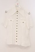 Na+H / ミリタリー半袖ブラウス  ホワイト O-26-03-03-066-PU-BL-OW-OS