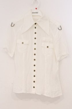 画像1: Na+H / ミリタリー半袖ブラウス  ホワイト O-26-03-03-066-PU-BL-OW-OS