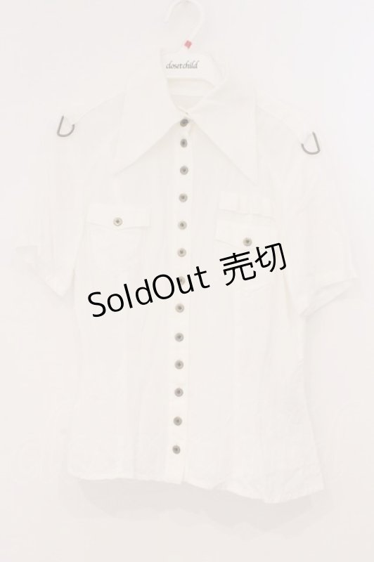 画像1: Na+H / ミリタリー半袖ブラウス  ホワイト O-26-03-03-066-PU-BL-OW-OS (1)