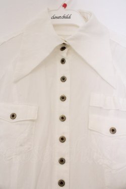 画像2: Na+H / ミリタリー半袖ブラウス  ホワイト O-26-03-03-066-PU-BL-OW-OS