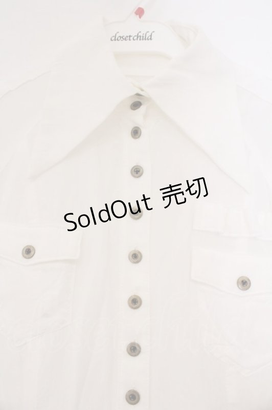 画像2: Na+H / ミリタリー半袖ブラウス  ホワイト O-26-03-03-066-PU-BL-OW-OS (2)