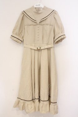 画像1: Kurumi Collaboration / マリンアカデミアワンピース M ベージュ O-26-03-03-070-GO-OP-OW-OS