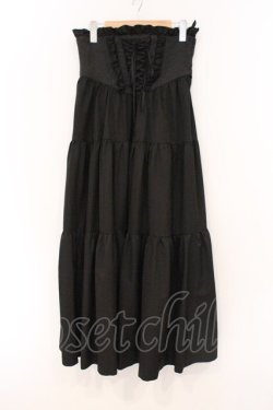 画像1: BPN / ジャガードコルセット風ロングスカート M ブラック O-26-03-03-081-GO-SK-IG-OS