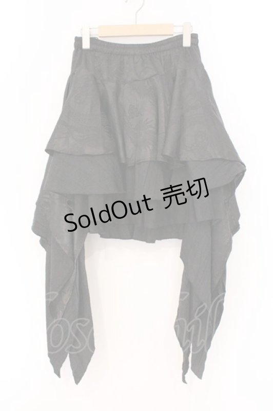 画像1: Qutie Frash / 2023年プレミアム-蘿月-アシメスカート  ブラック O-26-03-03-084-QU-SK-IG-OS (1)