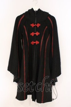 画像1: Qutie Frash / チャイナロングコート  ブラック×レッド O-26-03-03-089-QU-CO-IG-OS