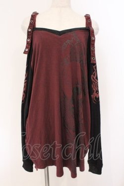 画像1: Qutie Frash / 2店舗限定 オフショルビッグT  ブラック×レッド O-26-03-03-090-QU-TO-IG-OS