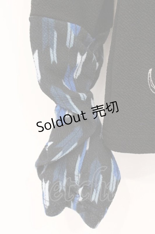 画像3: Qutie Frash / インナーT  ブラック×ブルー矢絣 O-26-03-03-092-QU-TO-IG-OS (3)