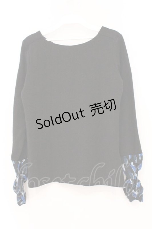 画像4: Qutie Frash / インナーT  ブラック×ブルー矢絣 O-26-03-03-092-QU-TO-IG-OS (4)