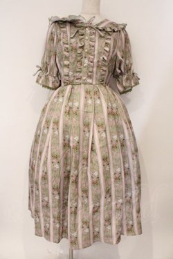 画像1: axes femme kawaii / RosyBear柄ワンピース M グリーン O-26-03-03-009-AX-OP-OW-OS