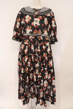 画像1: alcali / alcali × misako aoki/サイベリアンストロベリーワンピース  クロ O-26-03-03-012-LO-OP-OW-OS