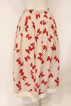 画像5: PINK HOUSE / 水玉りぼんプリントスカート  アイボリー×アカ O-26-03-03-013-LO-SK-OW-OS