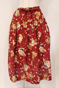 画像1: PINK HOUSE / 三つ子のくまの冬支度プリントスカート  アカ O-26-03-03-014-LO-SK-OW-OS