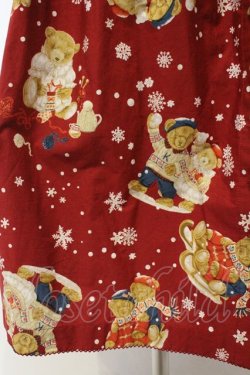 画像3: PINK HOUSE / 三つ子のくまの冬支度プリントスカート  アカ O-26-03-03-014-LO-SK-OW-OS