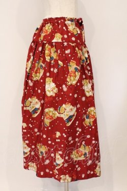 画像4: PINK HOUSE / 三つ子のくまの冬支度プリントスカート  アカ O-26-03-03-014-LO-SK-OW-OS