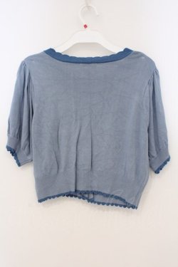 画像4: axes femme kawaii / クマ柄半袖ニットカーディガン  ブルー O-26-03-03-018-AX-TO-IG-OS