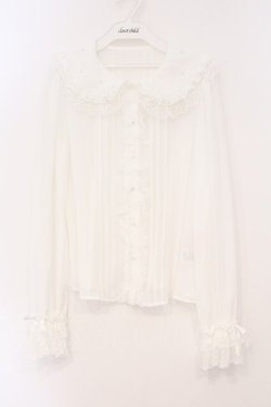 画像1: Angelic Pretty / 襟ロゴ刺繍パールブラウス  シロ O-26-03-03-021-AP-BL-IG-OS