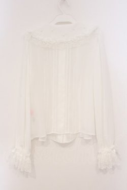画像4: Angelic Pretty / 襟ロゴ刺繍パールブラウス  シロ O-26-03-03-021-AP-BL-IG-OS