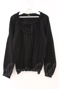 画像1: PINK HOUSE / はしごレースカットソー M クロ O-26-03-03-024-LO-TO-IG-OS