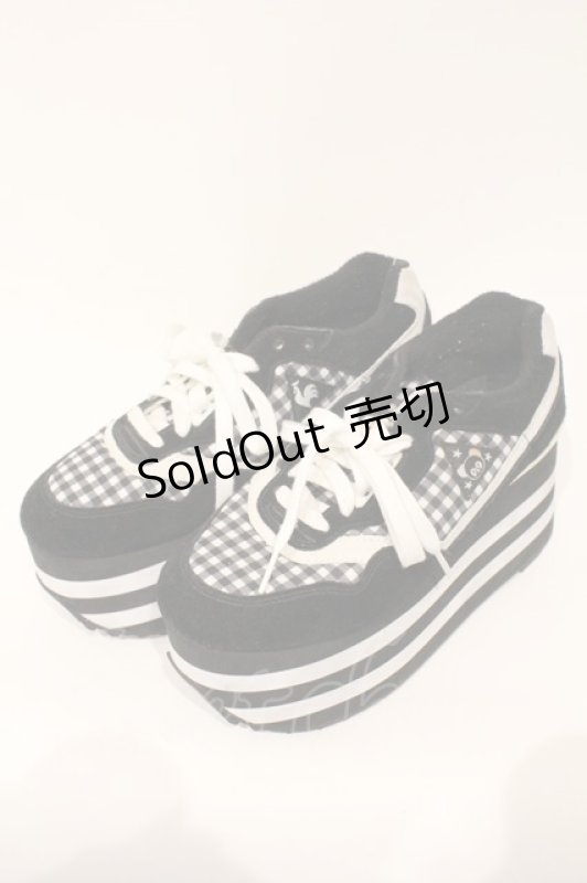 画像1: Candy Stripper / PEPE GINGHAM HIGH SOLE SNEAKERS 24cm ブラック O-26-03-04-037-PU-SH-IG-ZT0314J (1)