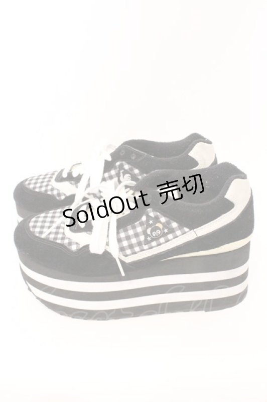 画像2: Candy Stripper / PEPE GINGHAM HIGH SOLE SNEAKERS 24cm ブラック O-26-03-04-037-PU-SH-IG-ZT0314J (2)