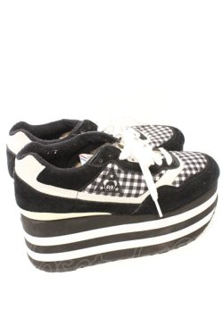 画像5: Candy Stripper / PEPE GINGHAM HIGH SOLE SNEAKERS 24cm ブラック O-26-03-04-037-PU-SH-IG-OS