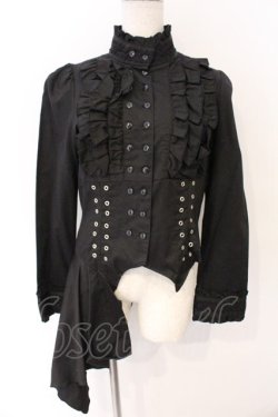 画像1: BPN / レースアップアシンメトリーフリルブラウス M クロ O-26-03-04-041-GO-BL-IG-OS