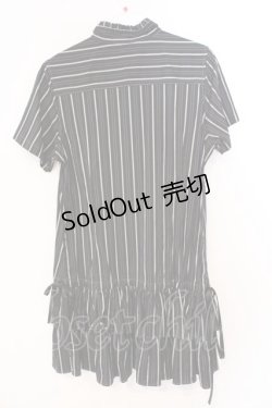 画像4: ALGONQUINS / ストライプ裾フリルシャツワンピース  ブラック O-26-03-04-043-AL-OP-IG-OS