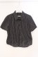 画像1: ALGONQUINS / ストライプ半袖ブラウス  ブラック O-26-03-04-051-AL-BL-IG-OS (1)