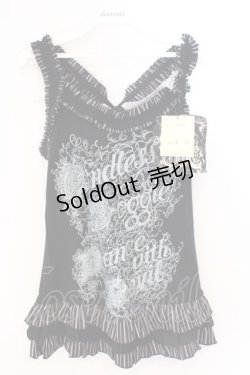 画像1: ALGONQUINS / アームカバー付きフリルキャミソール  ブラック O-26-03-04-052-AL-TO-IG-OS