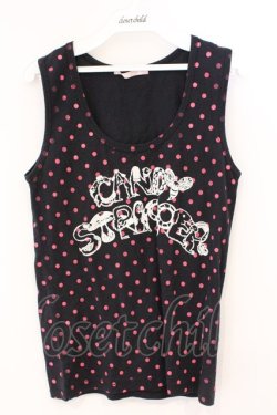 画像1: Candy Stripper / ロゴドットタンクトップ F ブラック×ピンク O-26-03-04-055-PU-TO-IG-OS