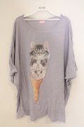 Candy Stripper / ICE CAT BIG BIG TEE 2 ラベンダー O-26-03-04-057-PU-TO-IG-OS