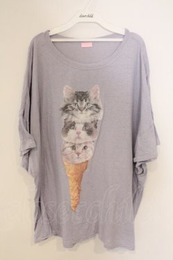 画像1: Candy Stripper / ICE CAT BIG BIG TEE 2 ラベンダー O-26-03-04-057-PU-TO-IG-OS