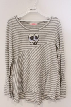 画像1: Candy Stripper / マウスワッペンボーダーカットソー 2 グレー O-26-03-04-063-PU-TO-IG-OS