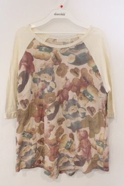 画像1: Candy Stripper / ベア総柄ラグランカットソー 2 アイボリー O-26-03-04-066-PU-TO-IG-OS