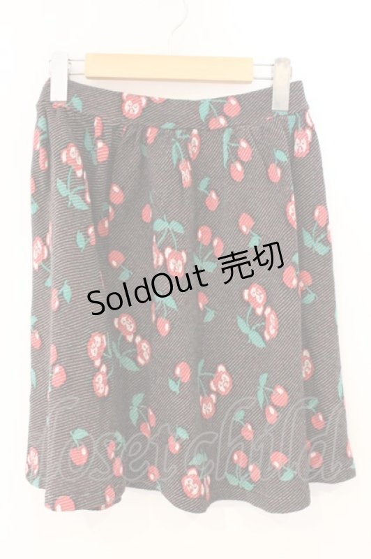 画像1: Candy Stripper / チェリーペペフレアースカート  ブラック系 O-26-03-04-068-PU-SK-IG-ZT0312G (1)