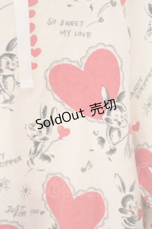 画像2: Candy Stripper / うさぎ柄ジップパーカー F アイボリー O-26-03-04-069-PU-TO-IG-ZT369 (2)