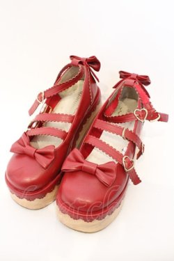 画像1: Chalmiere / 木底風パンプス L アカ O-26-03-04-010-0-SH-IG-OS