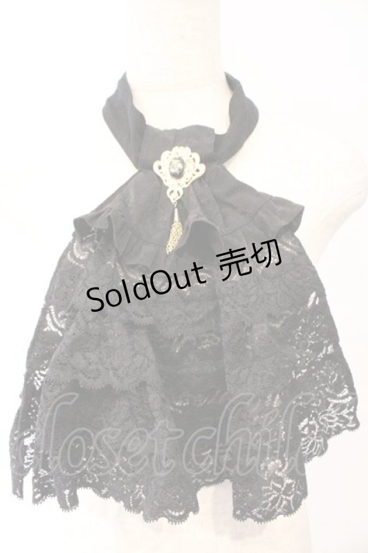 画像1: MARBLE / アンティークブローチ付きゴシック調レースタイ  ブラック O-26-03-04-024-GO-ZA-IG-ZT639 (1)