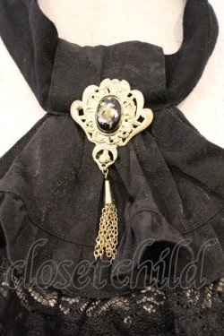 画像2: MARBLE / アンティークブローチ付きゴシック調レースタイ  ブラック O-26-03-04-024-GO-ZA-IG-OS