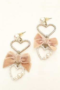画像1: LIZ LISA / ハートリボンピアス  ピンク O-26-03-05-011-LO-AC-IG-OS
