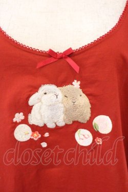 画像2: PINK HOUSE / 幸見うさぎ柄ローンタブリエ  アカ O-26-03-06-033-LO-TO-IG-OS